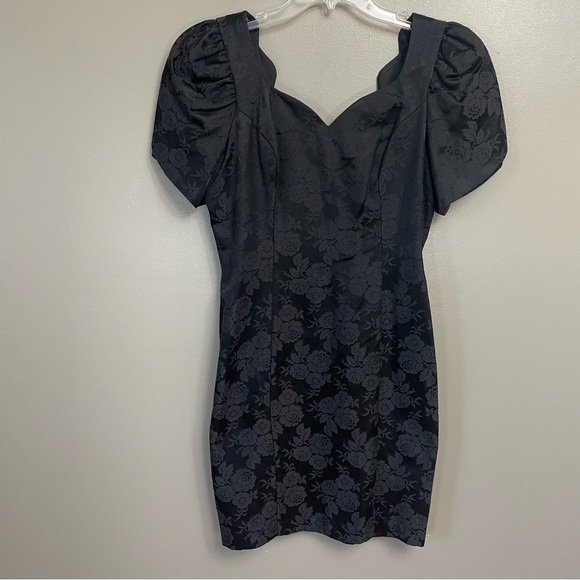 Vintage 1980s Steppin Out Bodycon Bow Cocktail Dress size 11 Made in USA - Picture 1 of 10